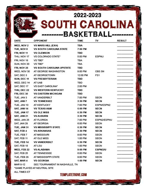 gamecocks home schedule